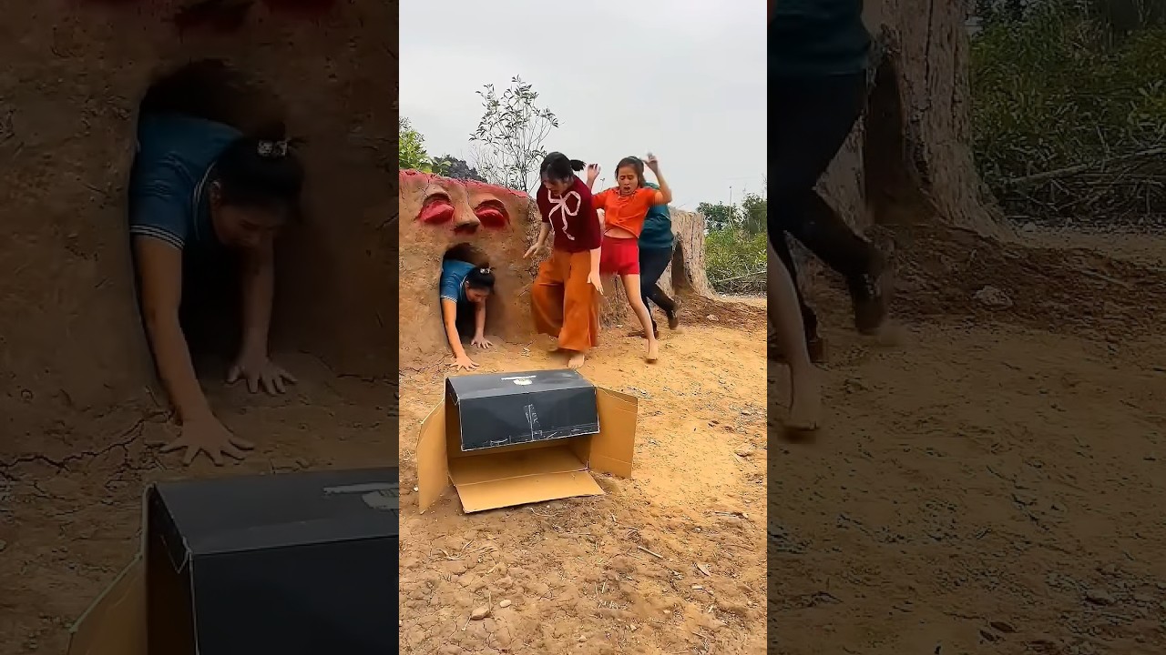 2 Ferocious Gorilla Monsters Attack 3 Beautiful Brave Girls And A Young Man Screams In Fear