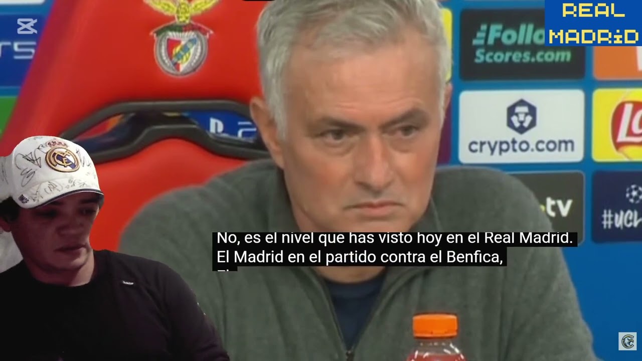 BOMBAZO MOURINHO RUEDA DE PRENSA al FINAL DEL PARTIDO BENFICA 4-2 REAL MADRID