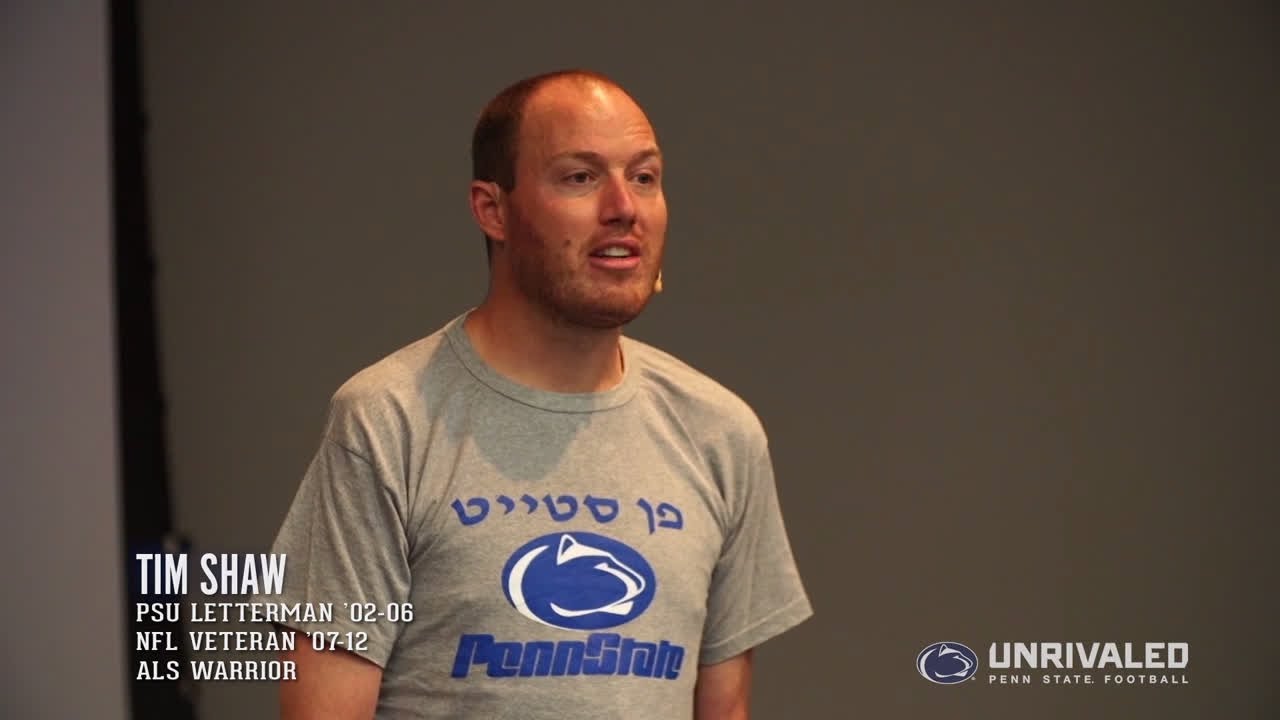 Letterman Tim Shaw shares a message with Penn State Football