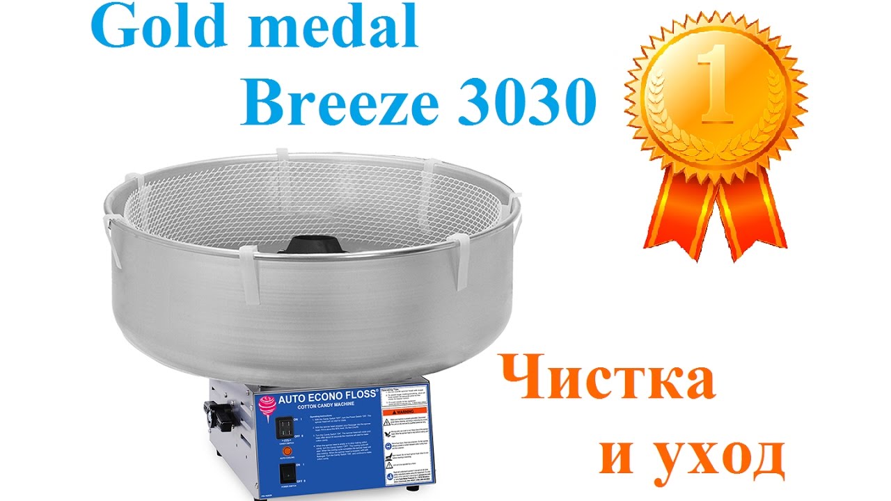 Чистка и уход. Аппарат для сладкой сахарной ваты Gold medal Breeze 3030