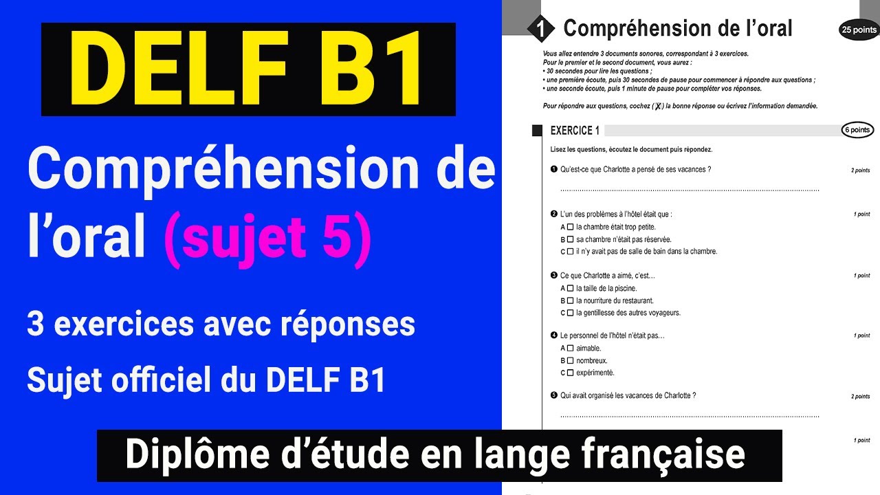 DELF B1 - Compréhension de l'oral (sujet complet 5) | French listening practice DELF B1
