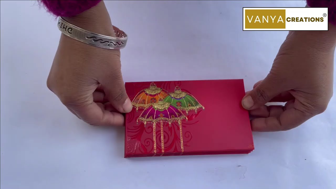Vanya Creations Umbrellas Print Designer Pocket Size Shagun Envelopes for Gifting Money Red | SE18