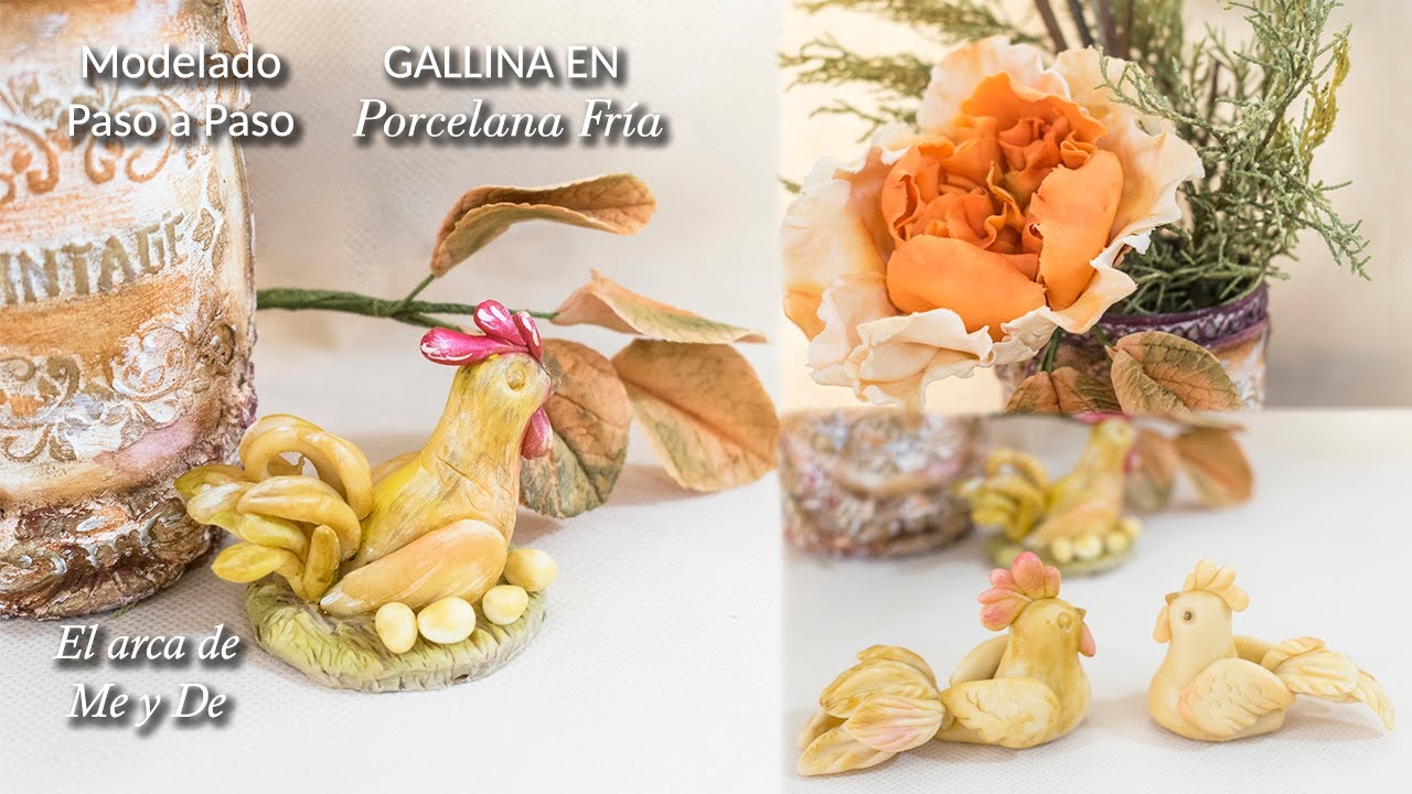 MODELADO GALLINA EN PORCELANA FRIA elarcademeyde