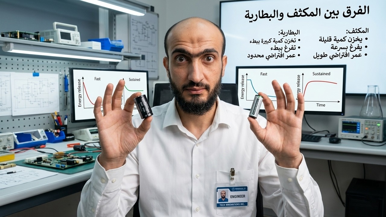 الفرق بين المكثف والبطارية | المكثف الكهربي | المكثف الكهربائي @abdelraouf89