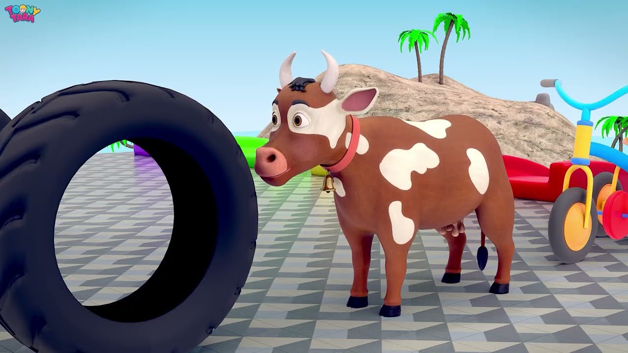 Long Slide Game with Cow Elephant Gorilla Hippopotamus Tiger 3d Animal Game Funny 3d Animals