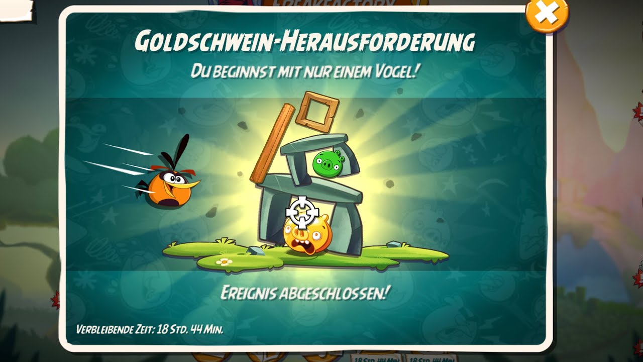 Angry Birds 2 AB2 THE GOLDPIG CHALLENGE DIE GOLDSCHWEIN HERAUSFORDERUNG LEVEL 1-6 BUBBLES SOLUTION