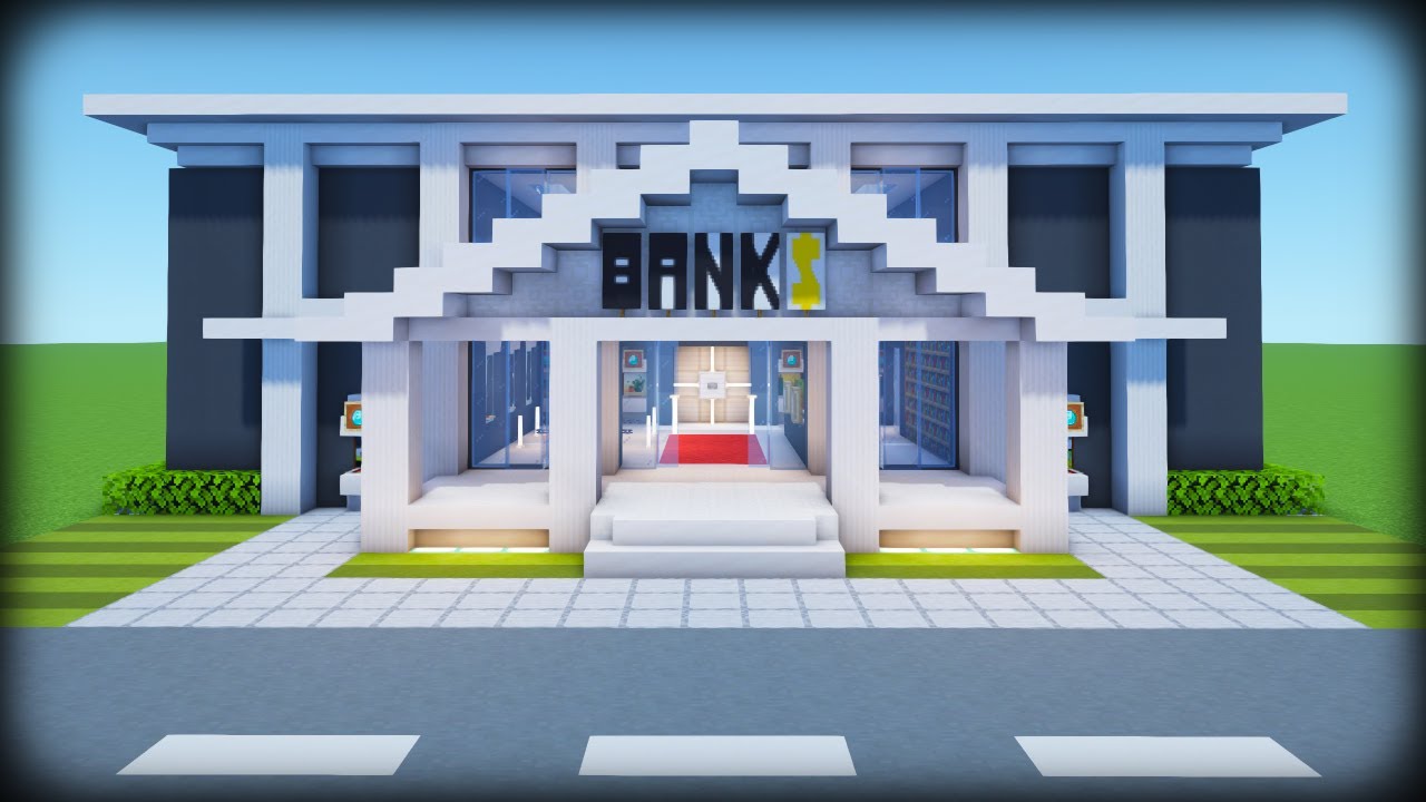 Minecraft Tutorial: How To Make A Modern Bank Part 1 