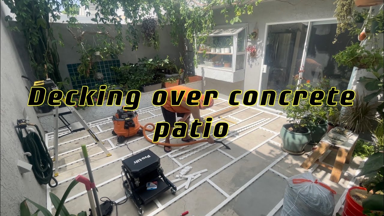How to build a composite deck over concrete patio with limited height space.