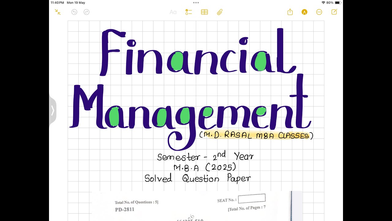 Financial Management Solved question Paper (2025) MBA - 2nd Semester Imp part 1