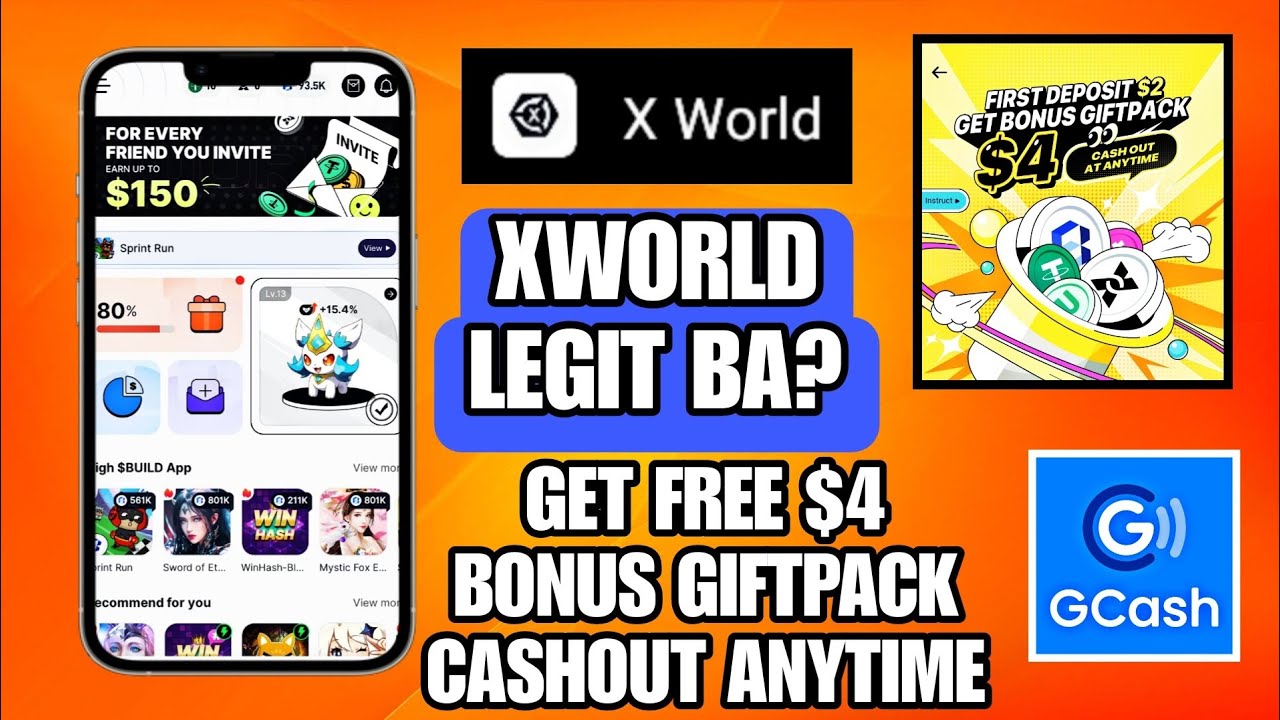 XWORLD APP LEGIT BA? | GET $4 BONUS GIFTPACK CASHOUT ANYTIME SA XWORLD APP | PAANO BA TUTORIAL ?