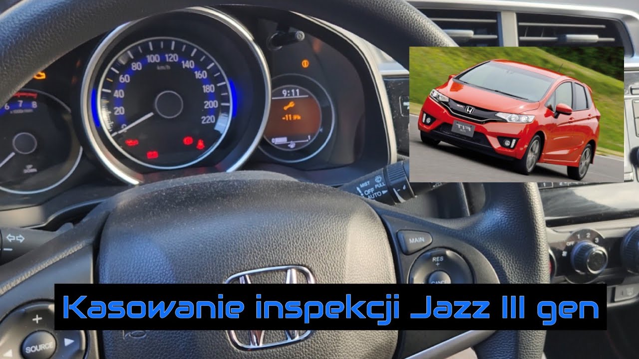 Kasowanie różnych inspekcji również olejowej, Honda Jazz III generacji, czyli od 2013 - 2018r.
