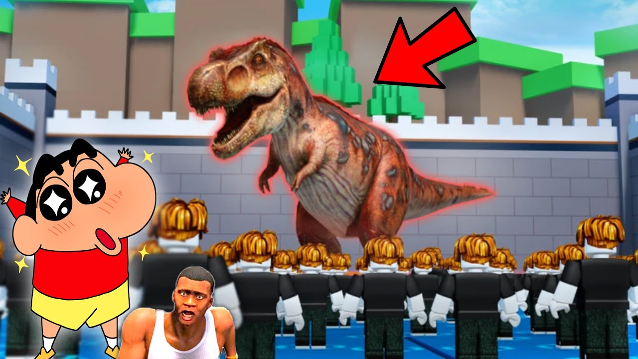 CHOP T-REX vs SHINCHAN ARMY in ROBLOX EPIC ARMY BATTLES