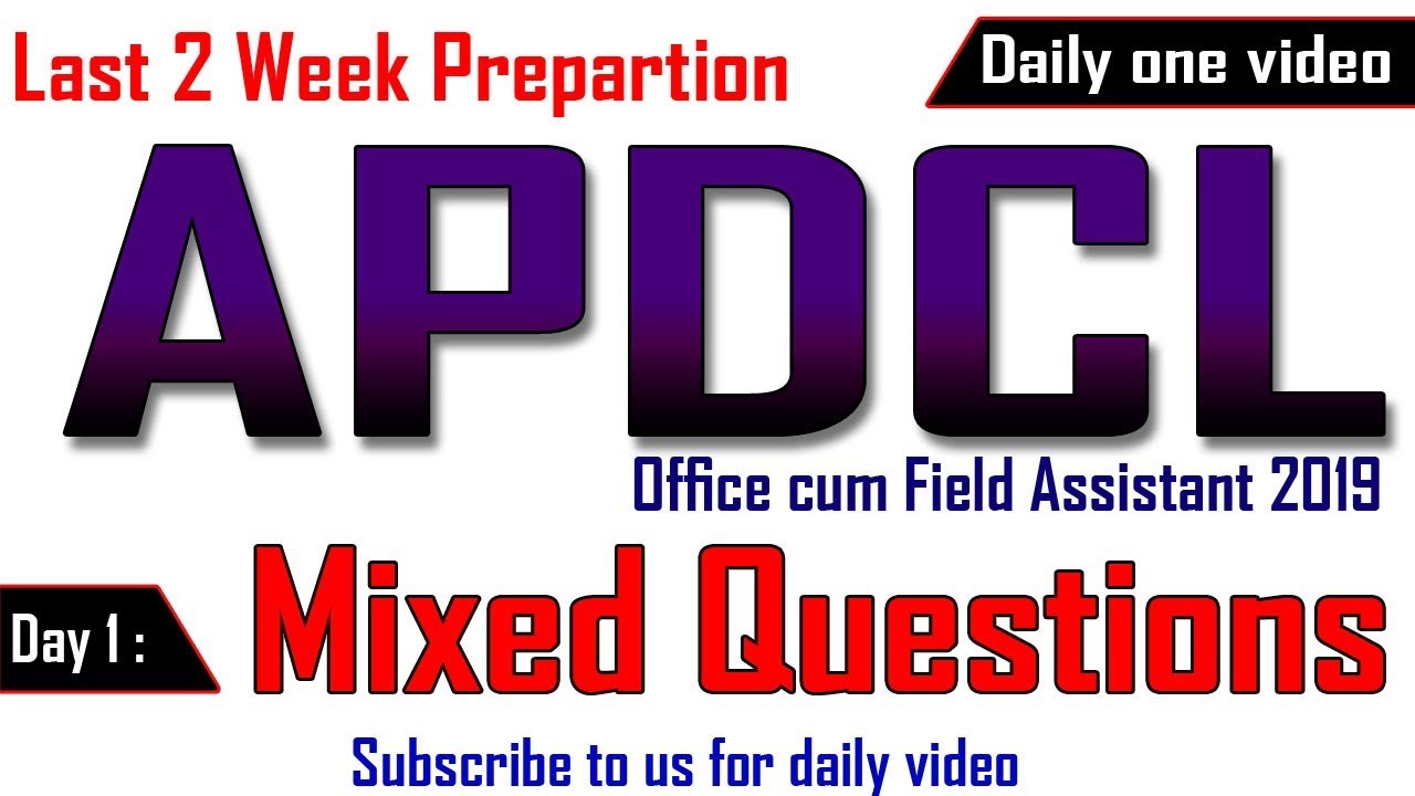 Apdcl exam 2019 /2 week study plan /Model Paper - 1/