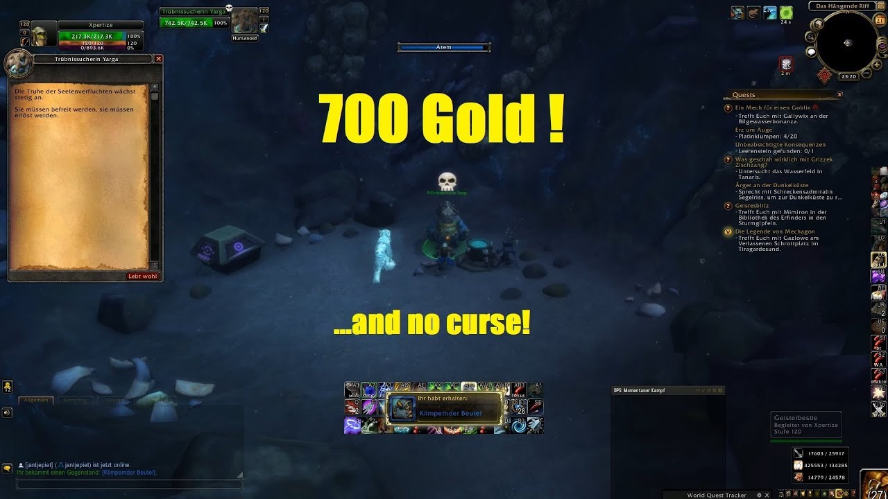 WoW BFA 8.2.5 Nazjatar - Remove Curse of the Tides & get 700 Gold / Fluch der Gezeiten entfernen