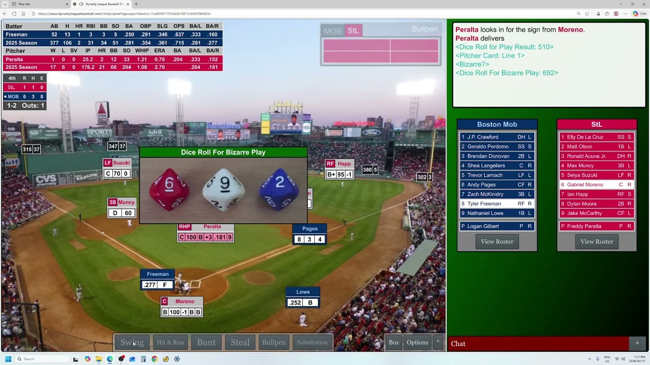 Game 43 Boston Mob vs St  Louis Sandbaggers, 2026 Grapenut League (Dynasty League Baseball)