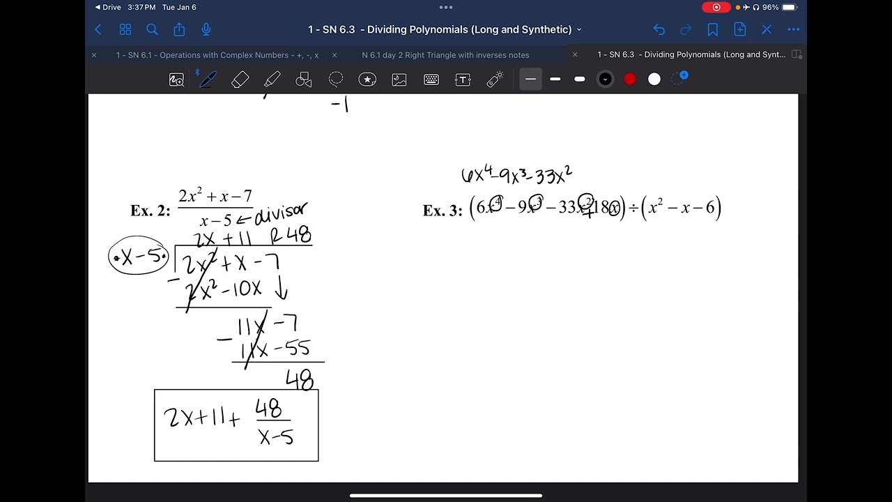 Lesson 6.3 Dividing Polynomials