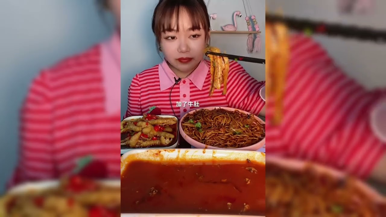 Eating Spicy Pork ribs and Noodle 🌶️🥵#vlogmukbang #asmrfood #yummyfoo #chinesefood #mukbang #eating 