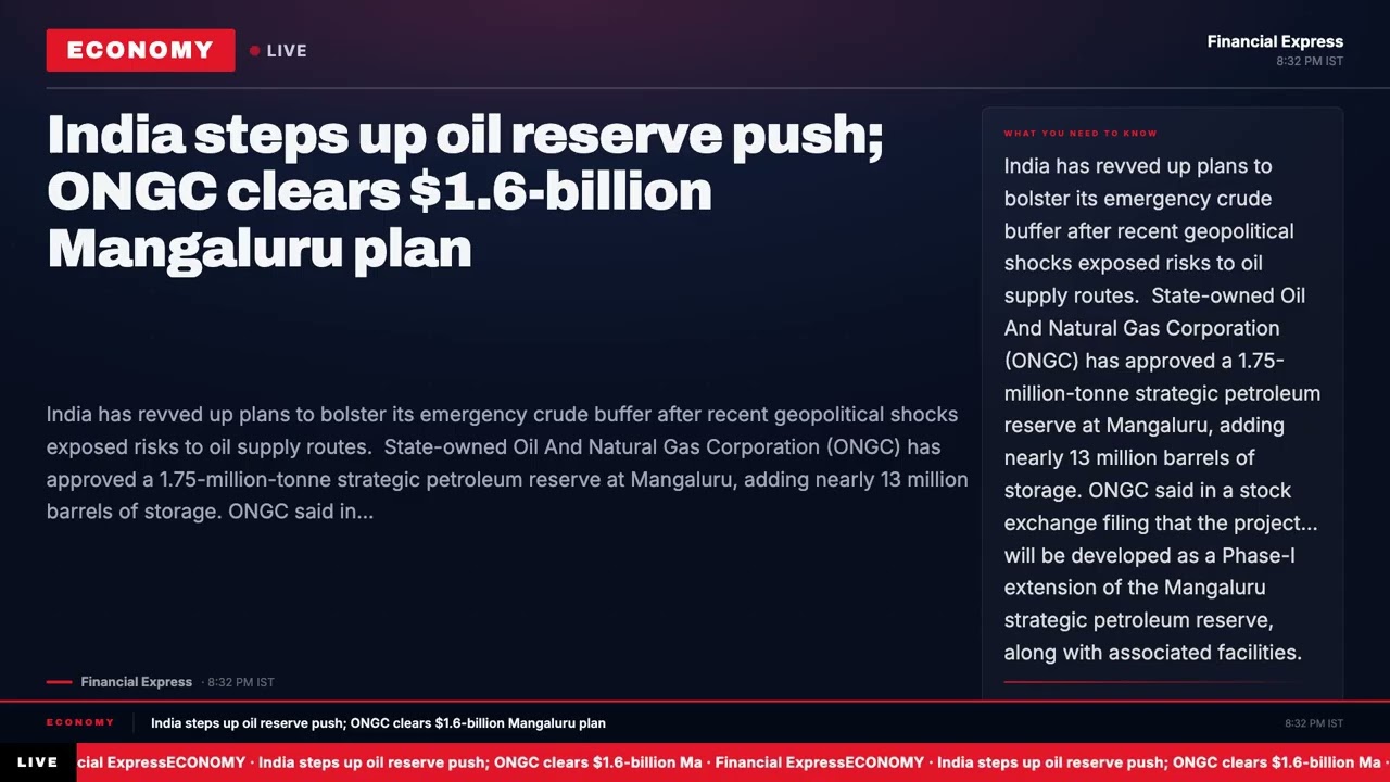 India steps up oil reserve push; ONGC clears $1.6-billion Mangaluru plan | Market News