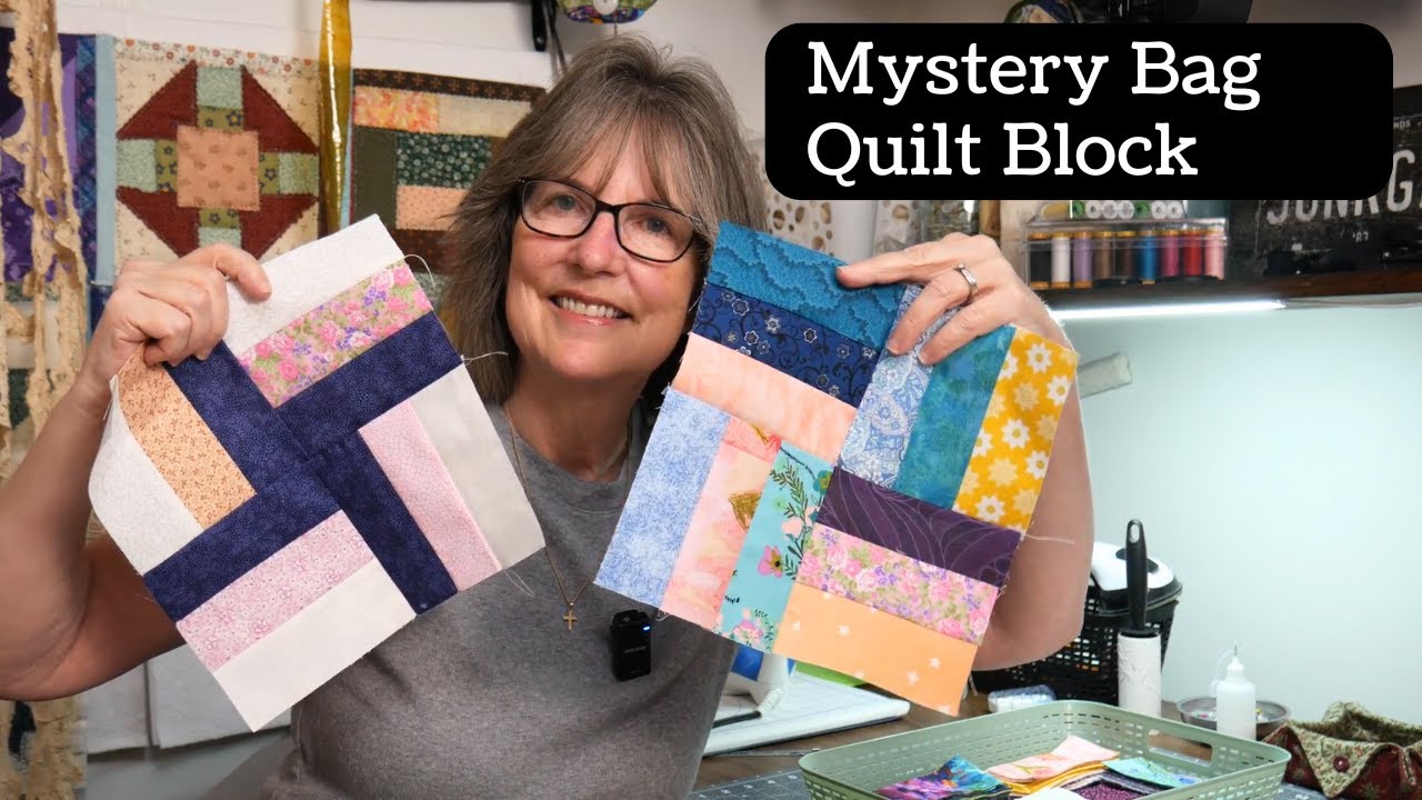 Interlocked Squares Patchwork Quilt Blocks Using Scrap Fabrics: Vintage and Scrappy