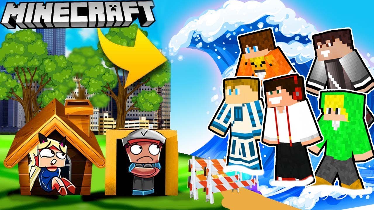 BAZA VS TSUNAMI YOUTUBER&Oacute;W W MINECRAFT CHALLENGE | Vito vs Bella