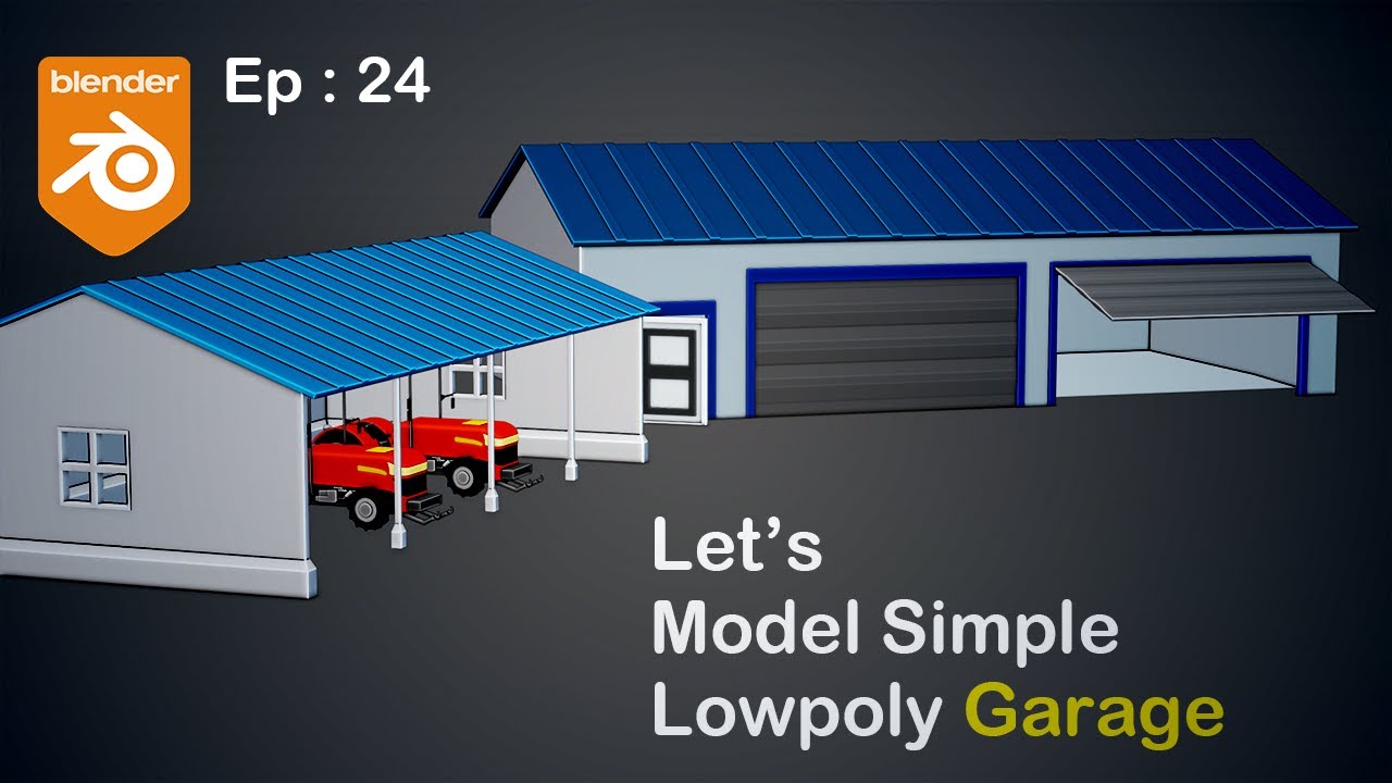 Making Stylized Low Poly Garage in blender | Ep:24 | Modeling low poly Garage in blender