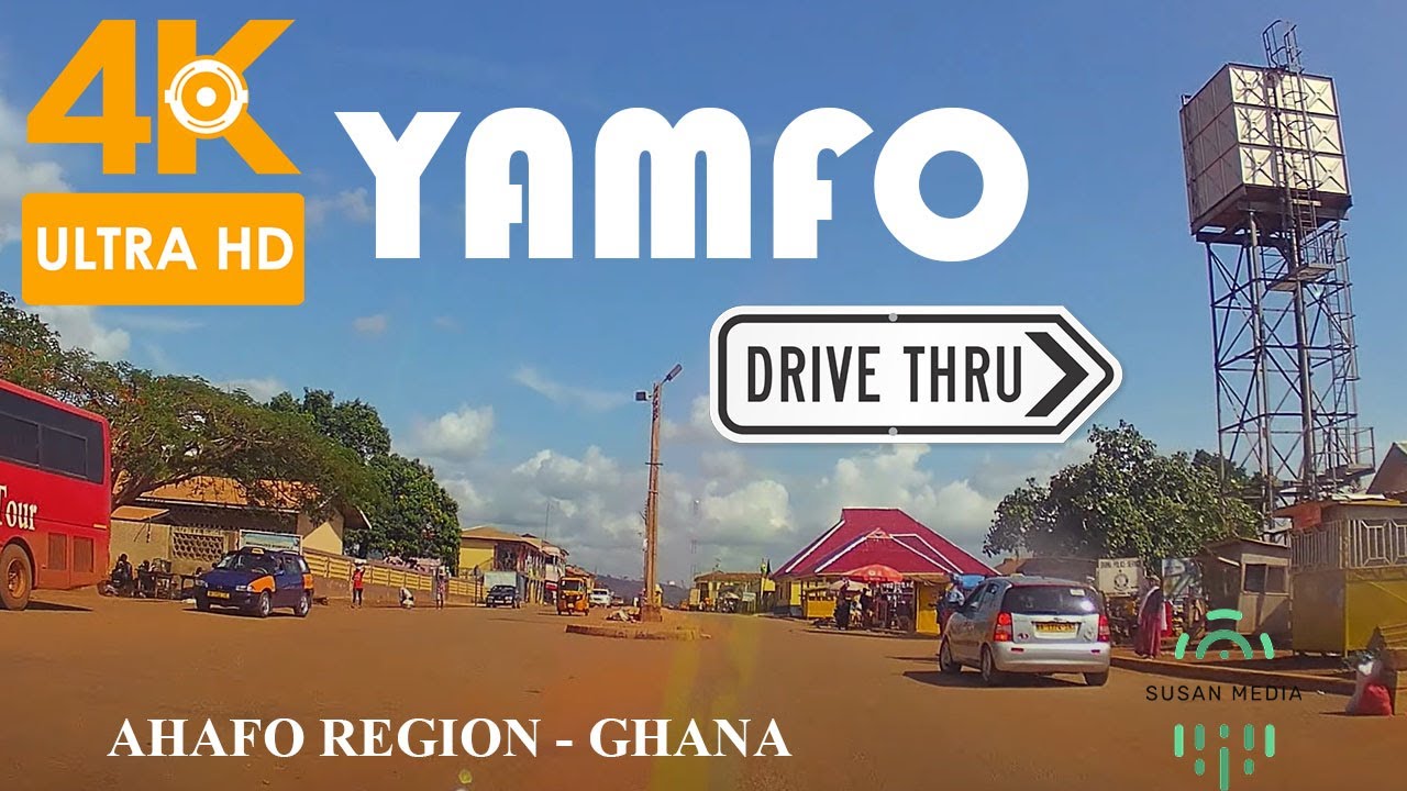 Yamfo Drive Tour in the Tano North Municipal Ahafo Region of Ghana 4K