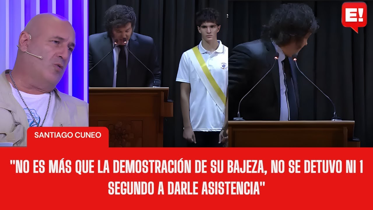 SANTIAGO CÚNEO APUNTÓ CONTRA MILEI POR EL DESMAYO DE 2 NIÑOS EN UN ACTO ESCOLAR CON SU PRESENCIÁ