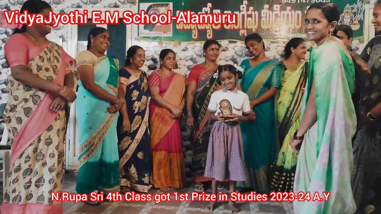 N.Rupa Sri 4th Class got 1st Prize in Studies 2023-24 A.Y@VidyaJyothiSchool