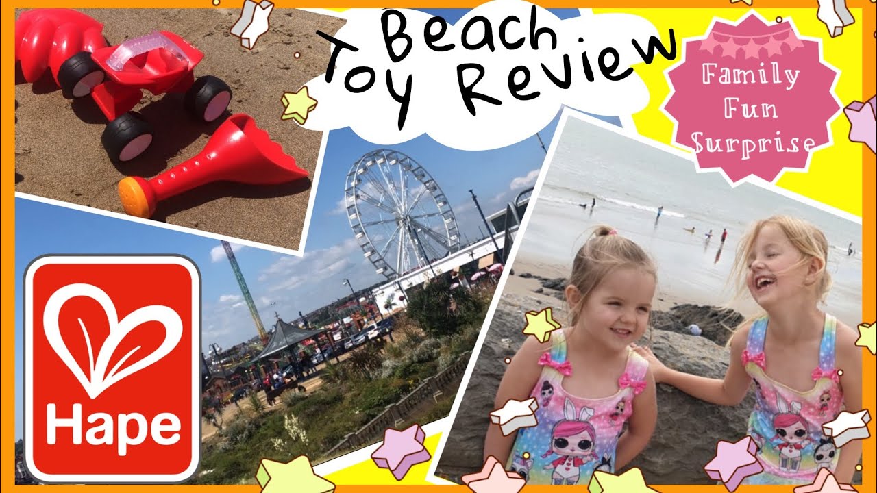 Beach Toy Review at Barry Island! #gifted Family Fun Surprise! Elliott-May & Pippa! Hape Toy reveal!