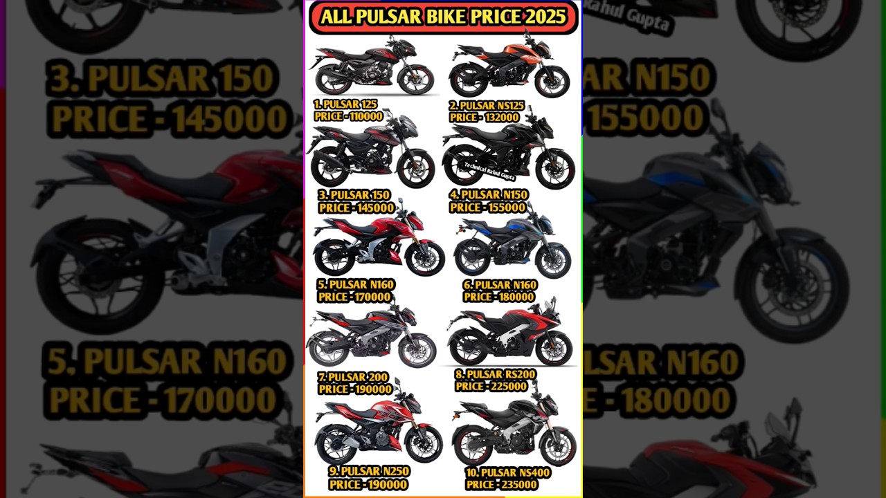 All Bajaj Pulsar Bike Price 2025 #shortvideo #shorts