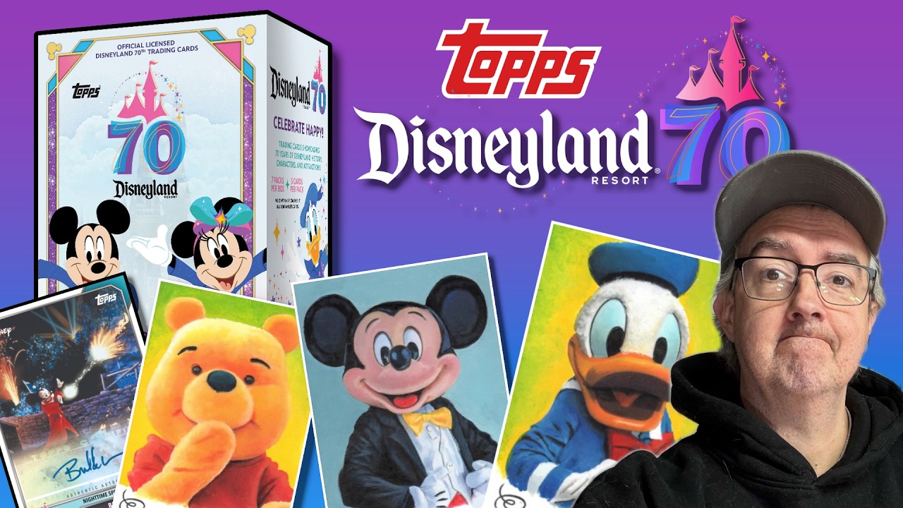 Распаковка коллекционной коробки Topps Disneyland 70th Blaster Box + карточки с эскизами Грэма.