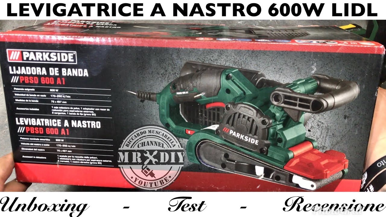 Recensione levigatrice a nastro 600w lidl parkside PBSD 600. Per legno e metallo. Muscarella