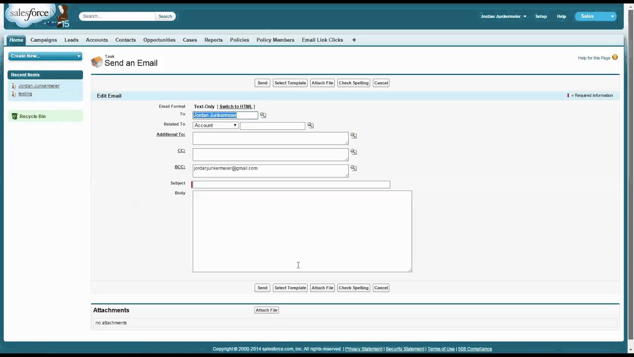 Salesforce Custom App - Email Link Click Tracking