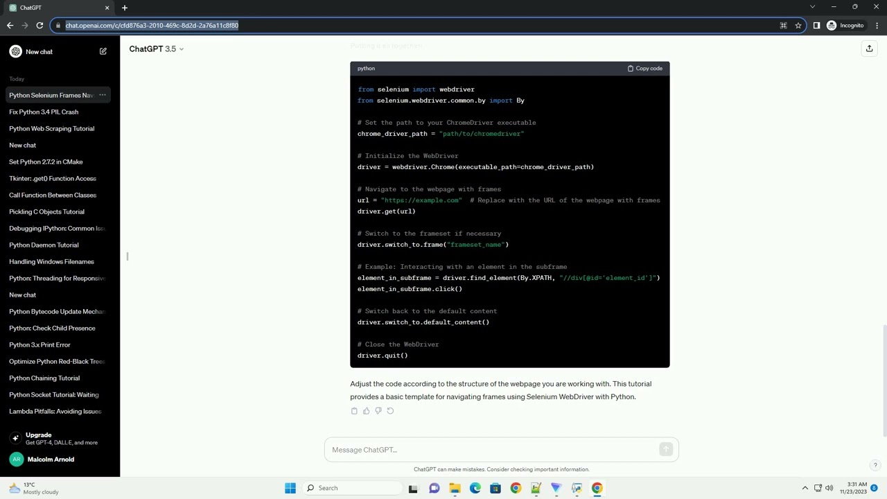 How to navigate a subframe inside a frameset using Selenium WebDriver with Python