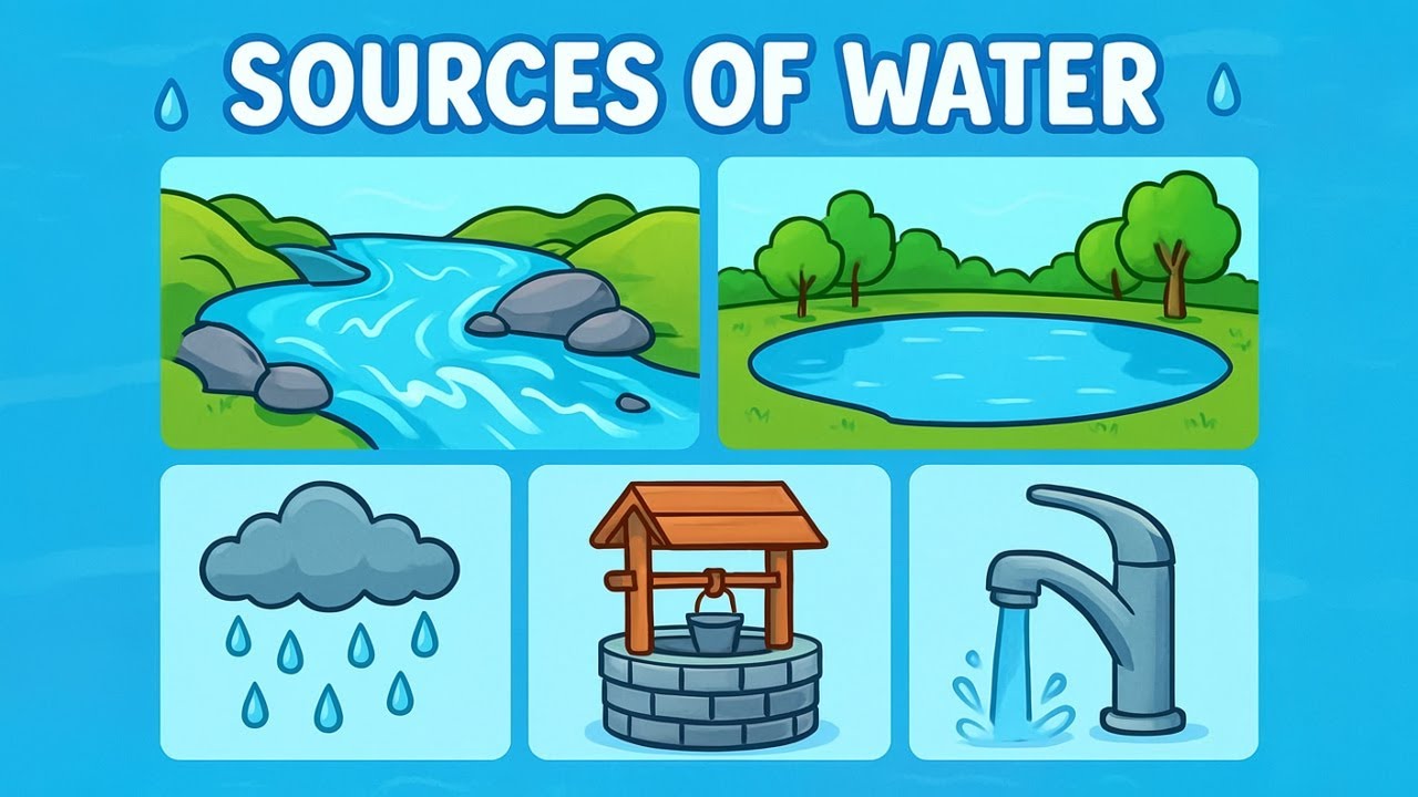 Sources of Water | Where Our Water Comes From | Kiddie Science Toon