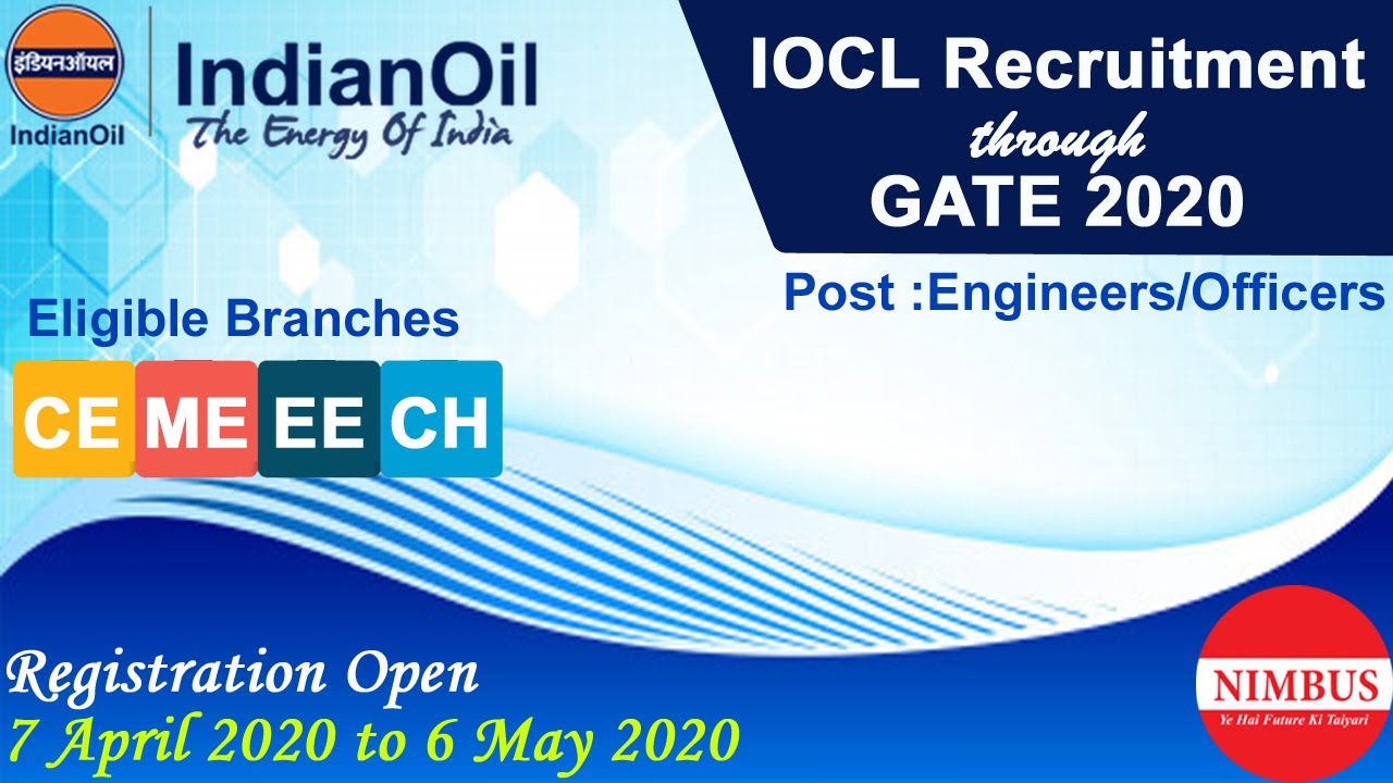 IOCL Recruitment Through GATE | Post name - Engineers/Officers | GATE 2020 Required | Latest Job