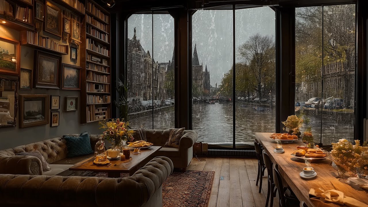Smooth Relaxing Jazz Music 🎷 Cozy Rainy Coffee Shop for Work, Study & Inner Calm