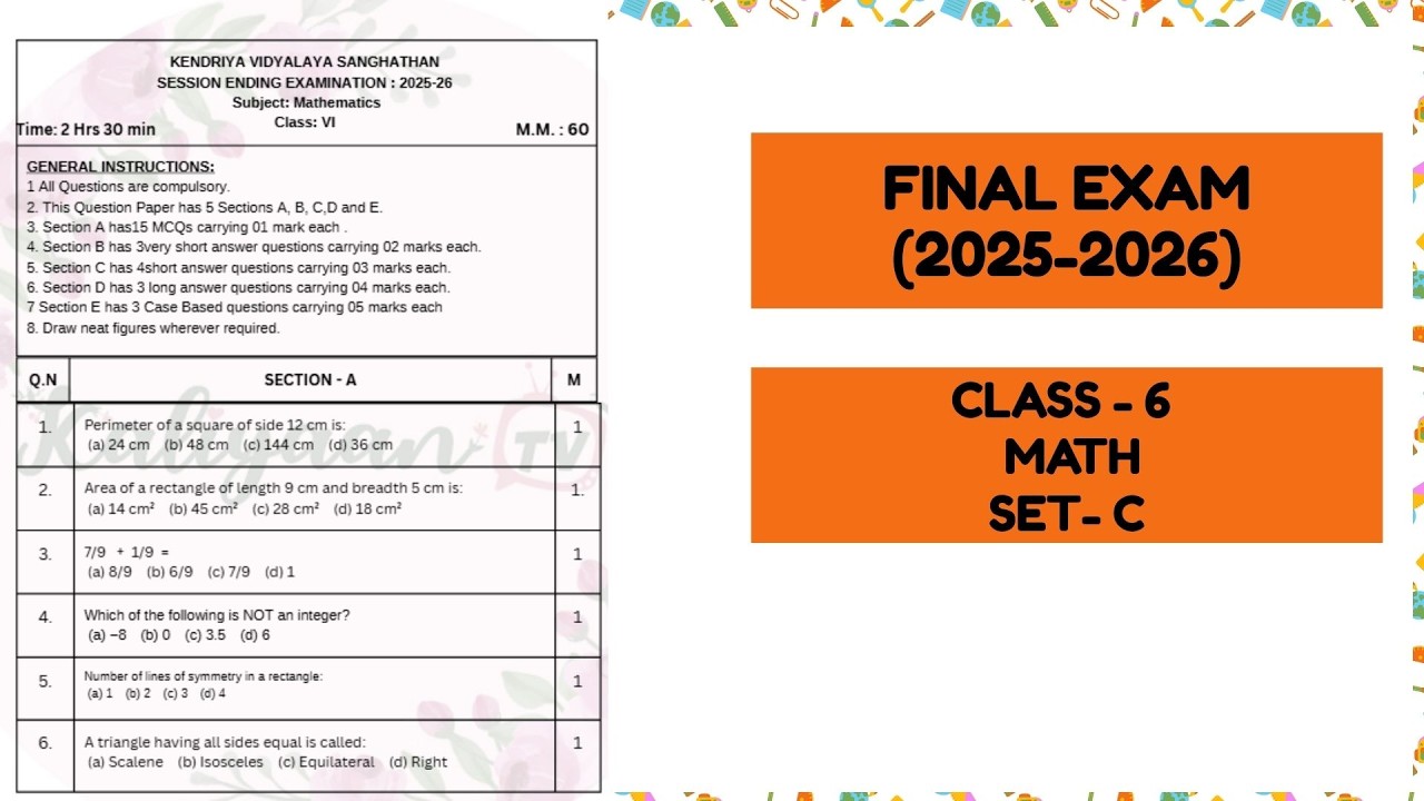 Class 6 Maths Sample Paper Set C | Final Exam Practice | Ganita Prakash | Full Syllabus