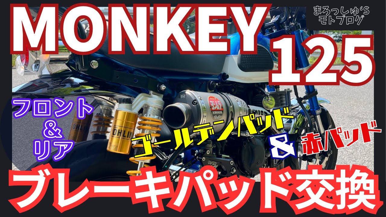 【モンキー125】前後ブレーキパッド交換！ゴールデンパッドと赤パッド　#モンキー125 #monkey125 #ブレーキパッド