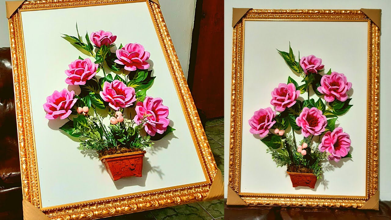 como fazer uma linda tela 3 d com flores de eva