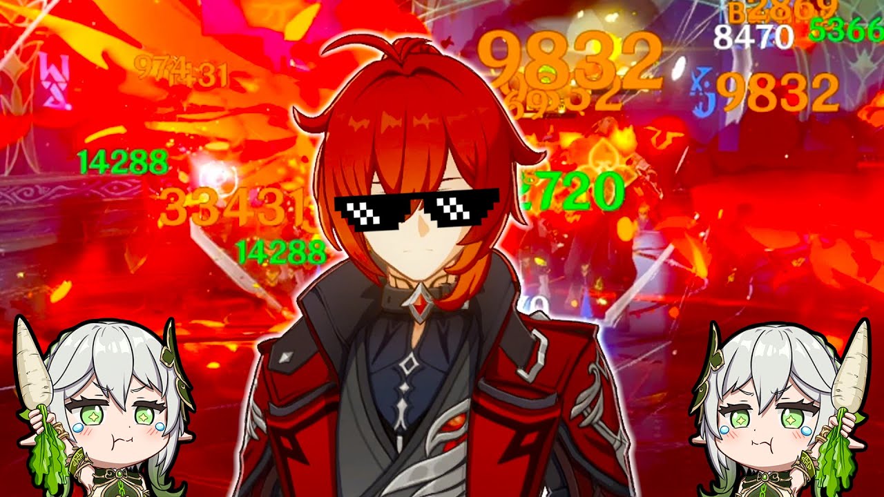 Diluc and Nahida C0 Burgeon Kaboom Bakudan