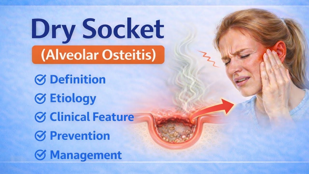 Dry Socket (Alveolar Osteitis) | Causes, Features, Prevention & Management | Dentistry