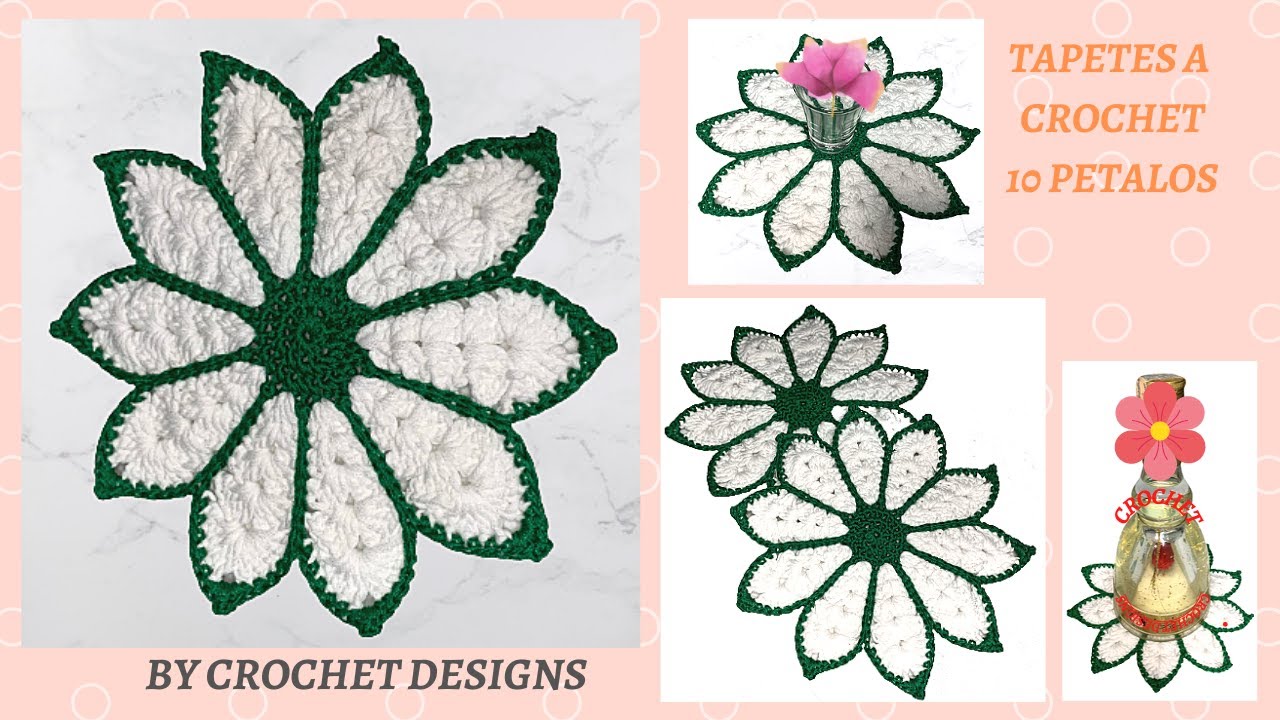 COMO TEJER TAPETES CROCHET DE 10 PETALOS / PASO A PASO SUPER FACIL