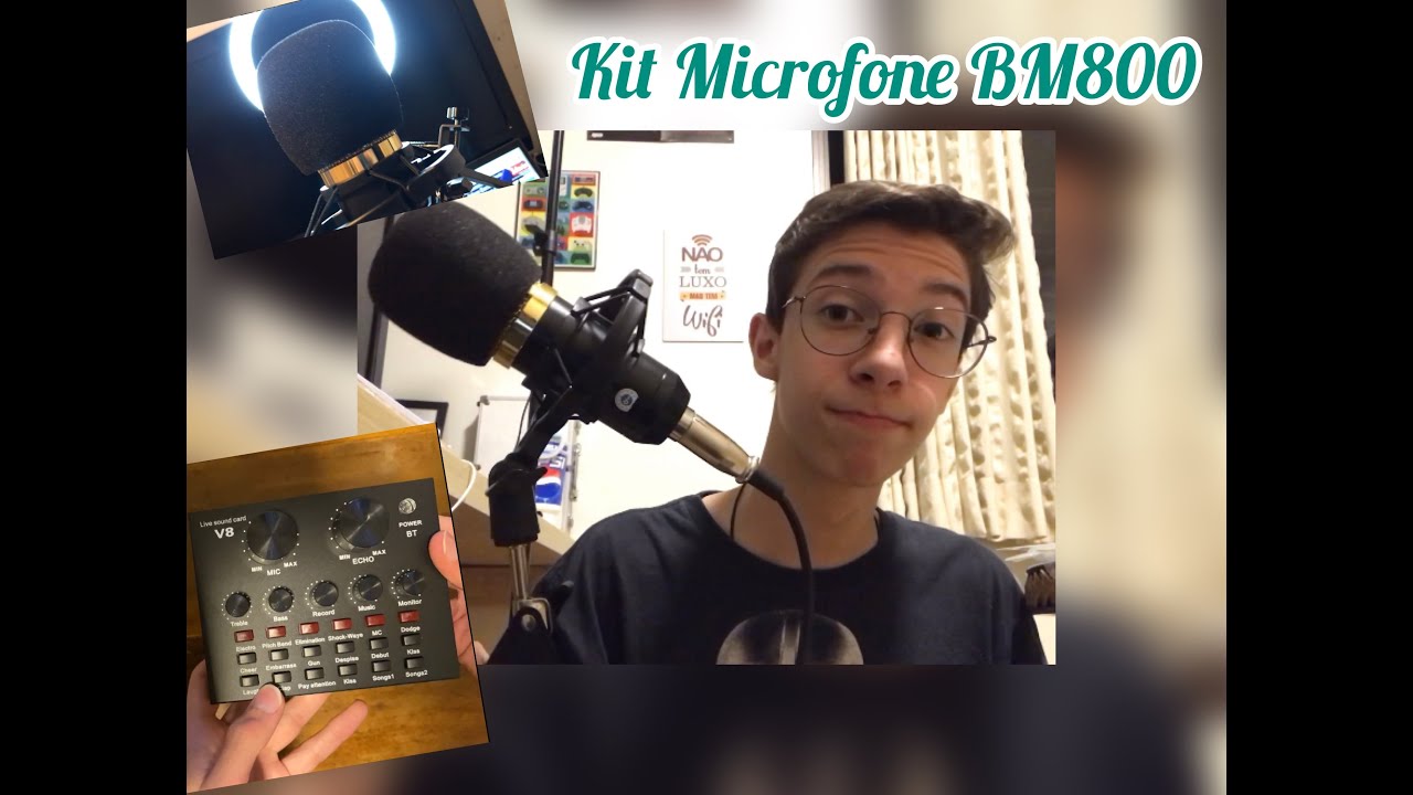 Kit microfone BM800 + Mini Mesa de Som V8 + Braço Articulado