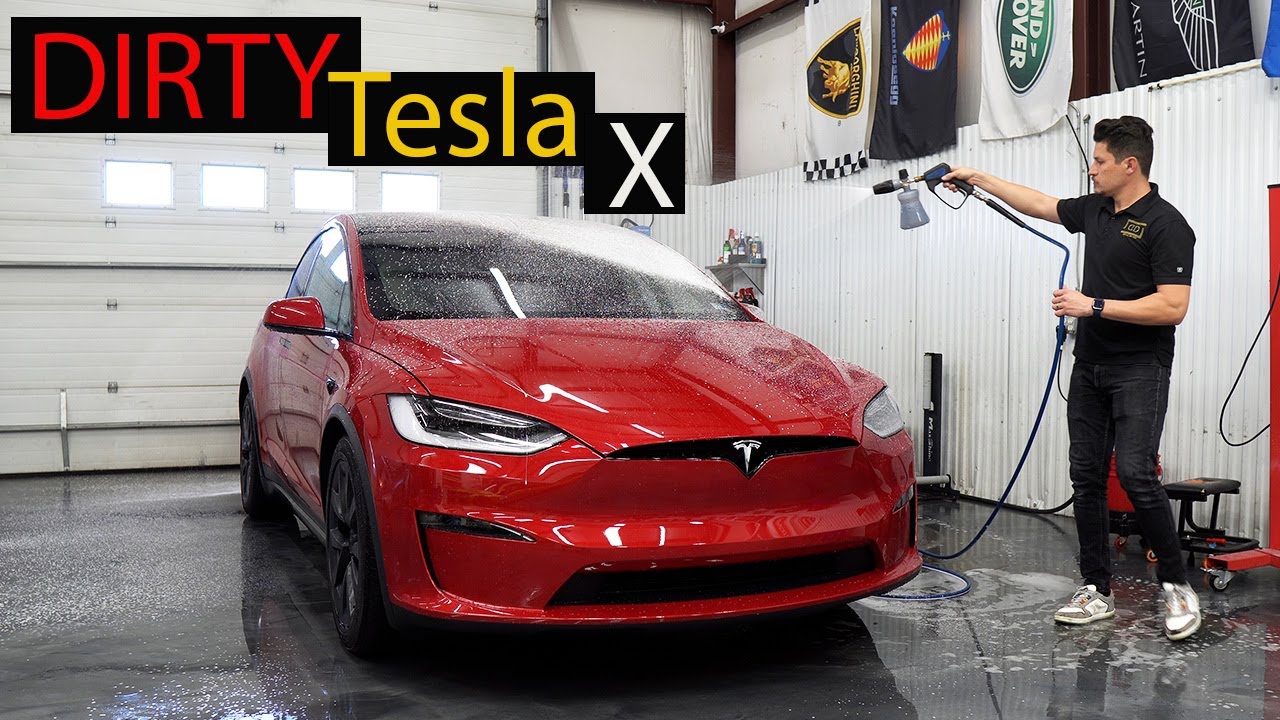 DIRTY Tesla Model X Plaid Wash #asmr #ppf #asmrsounds