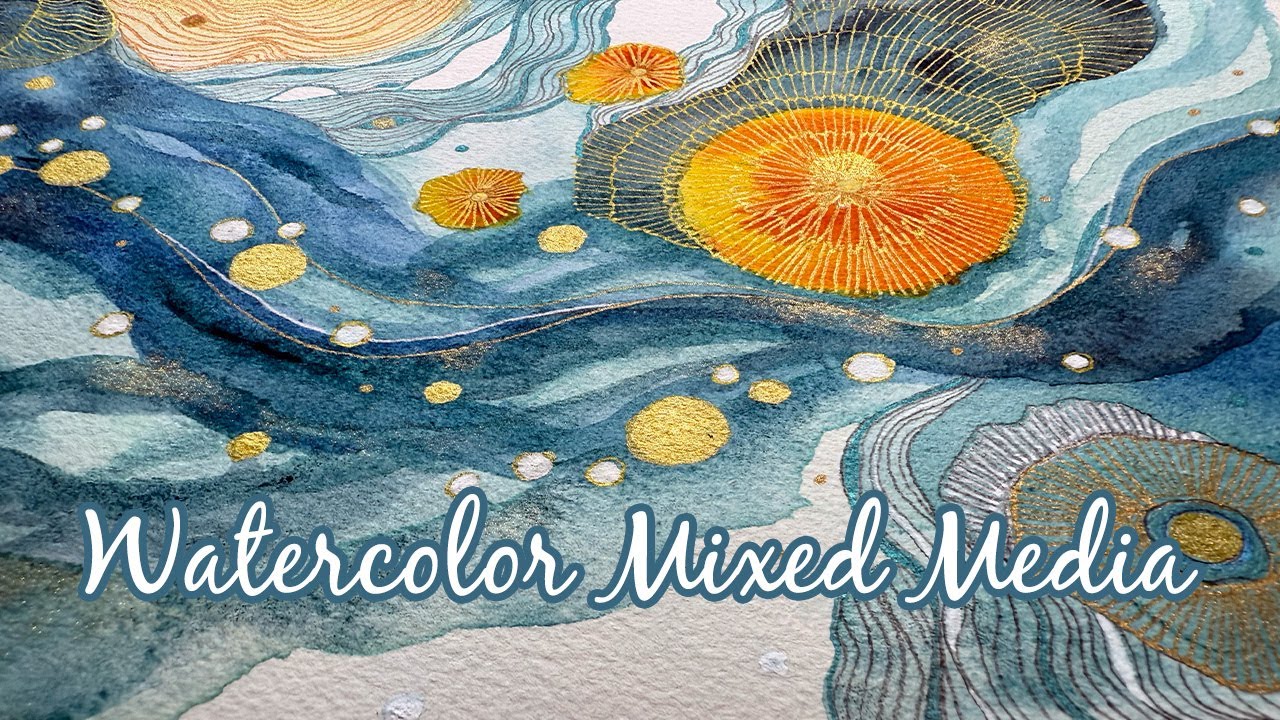 Watercolor Abstract Painting For Relaxation With Fun Zentangle Art!