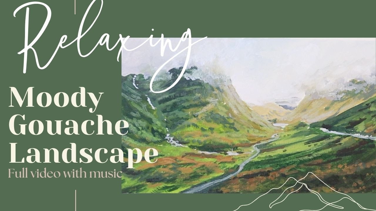 Green moody gouache landscape | Painting Scotland | Full length video