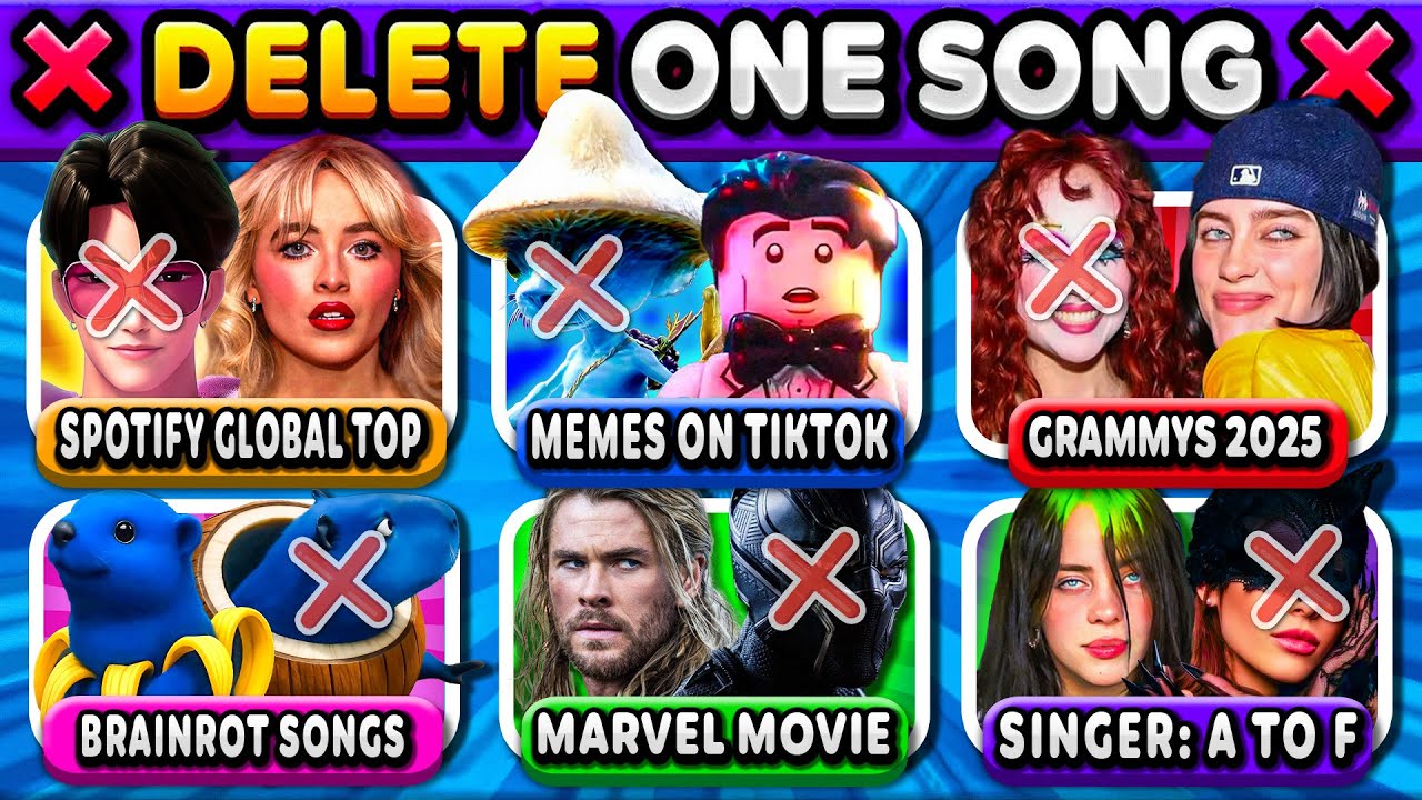 ❌ Delete ONE Song per CATEGORY 🎵 6 Songs Challenge! Can You Delete Just One? | Music Quiz 2025
