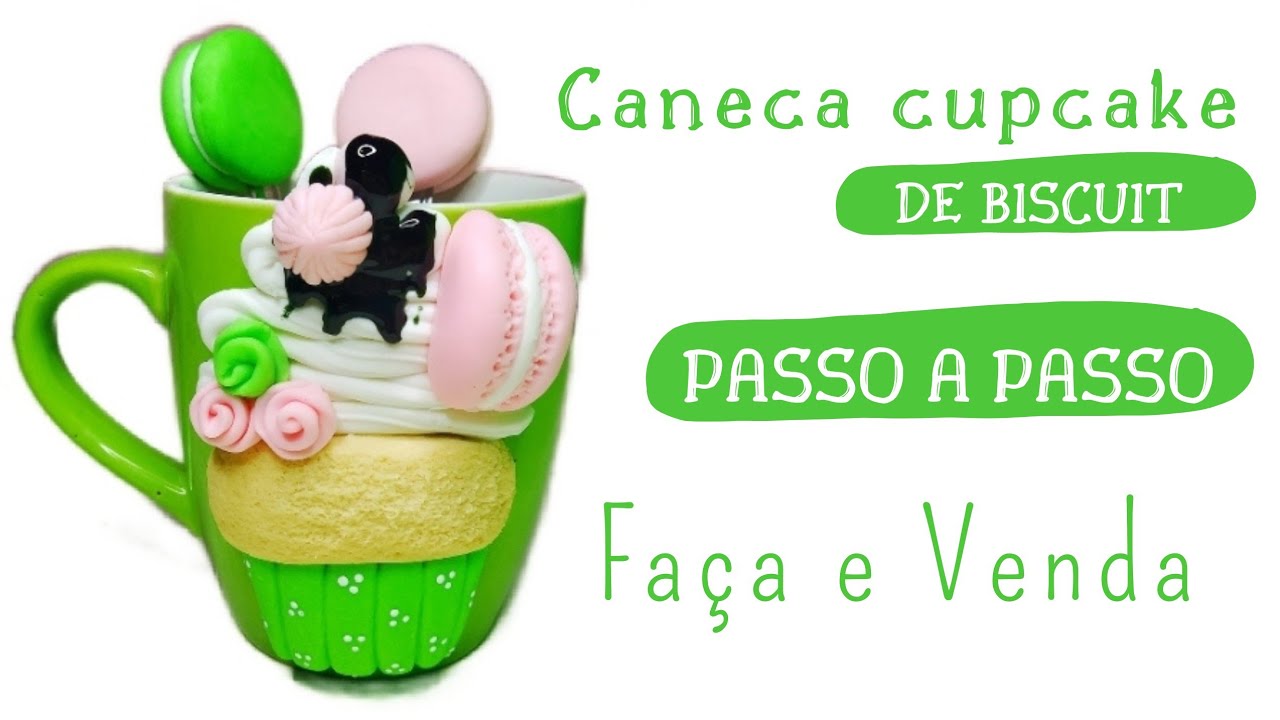 caneca cupcake decorada com biscuit | passo a passo completo | faça e Venda bastante