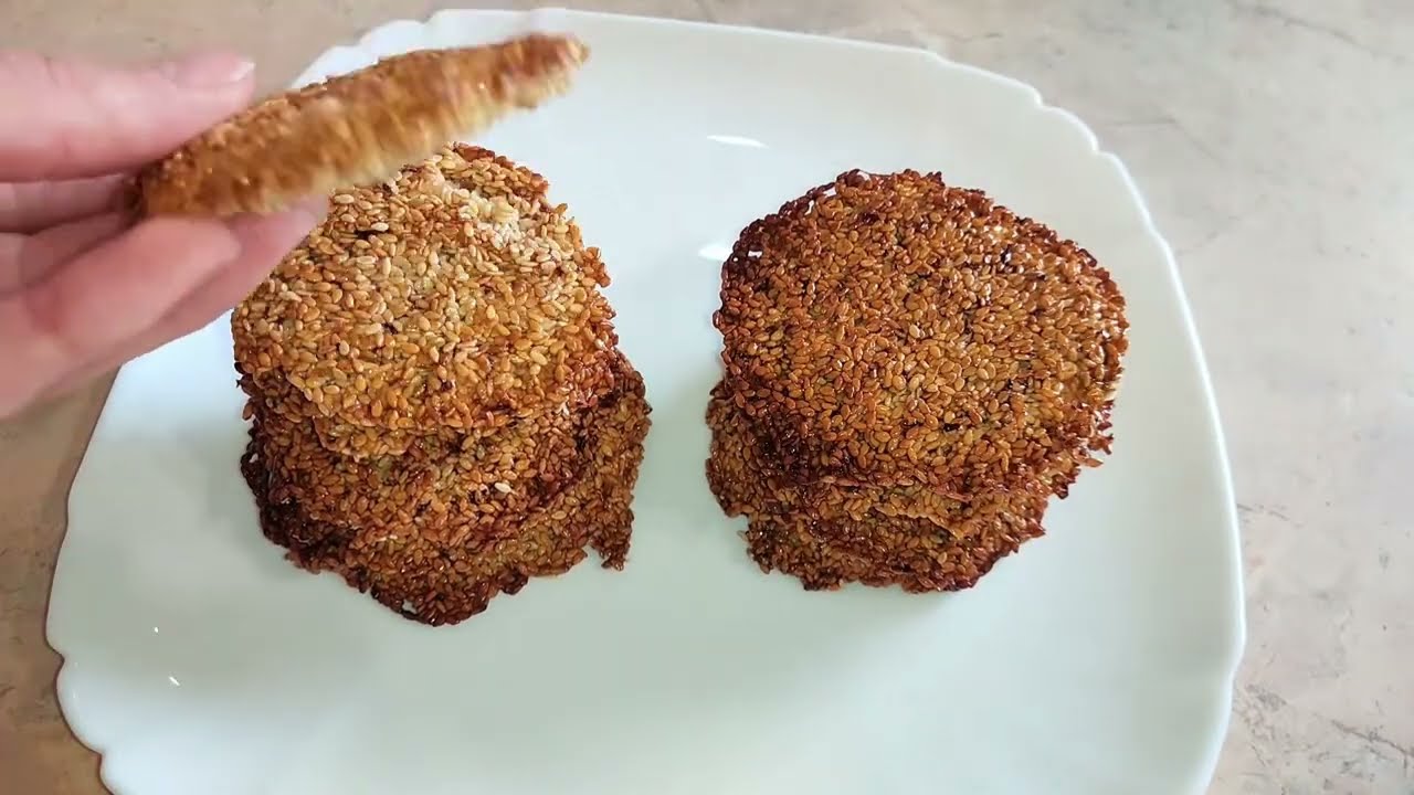 Хрустящее и рассыпчатое кунжутное печенье, БЕЗ муки, БЕЗ сахара!  3 ИНГРЕДИЕНТА и всего за 3 МИНУТЫ!